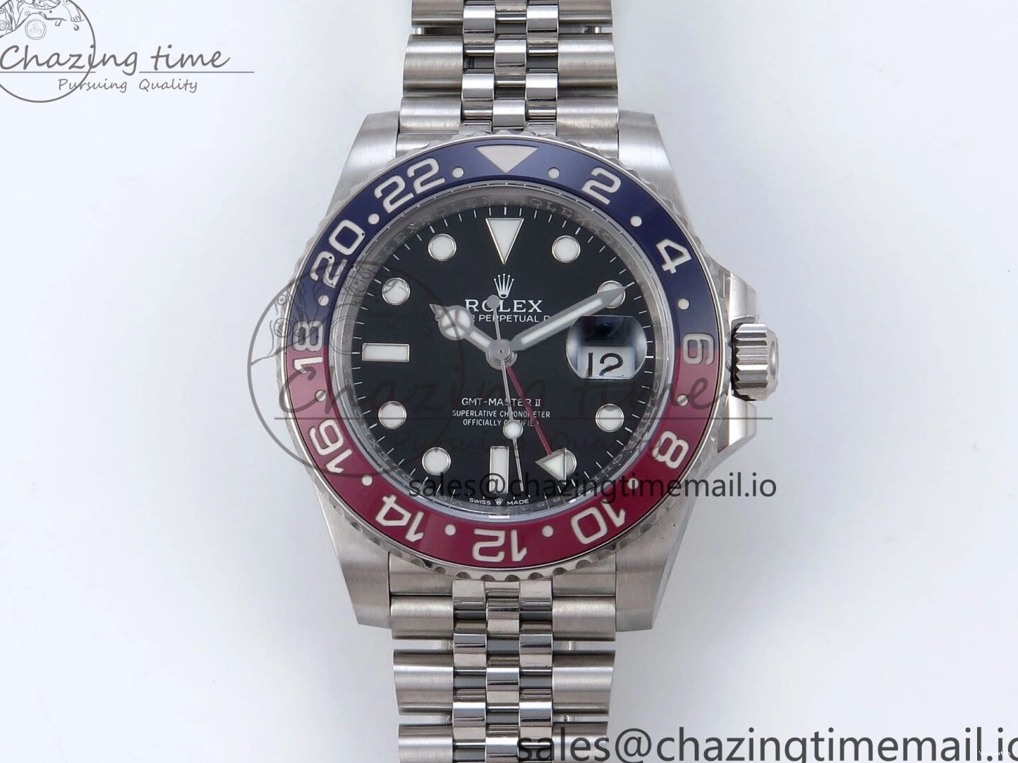 QF+ Bezel 1:1 Edition Blue Best Master II BLRO Steel 904L on SS SH3285 Dial Red 126710 GMT Black Bracelet 0427
